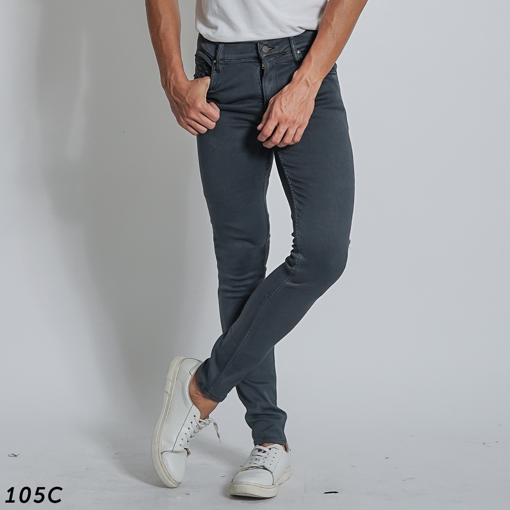 HSRM - 105 (BISA COD) Skinny Jeans Full Black Celana Panjang Pria Hitam Pekat Soft Jeans Strech