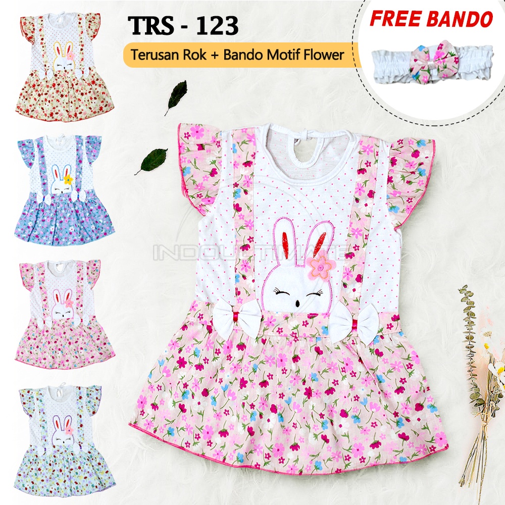 TRS-123 Rok Dress Bayi Perempuan + FREE Bando PLANET KIDZ Dress Rok Bayi Baju Rok Terusan Bayi Pakaian Bayi Perempuan Dress Bayi Pesta Motif Lucu