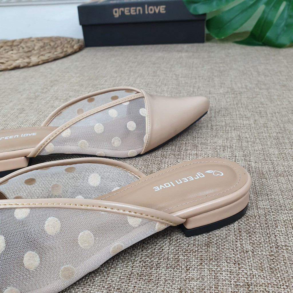 Green Love Slip on Mules POLKADOT