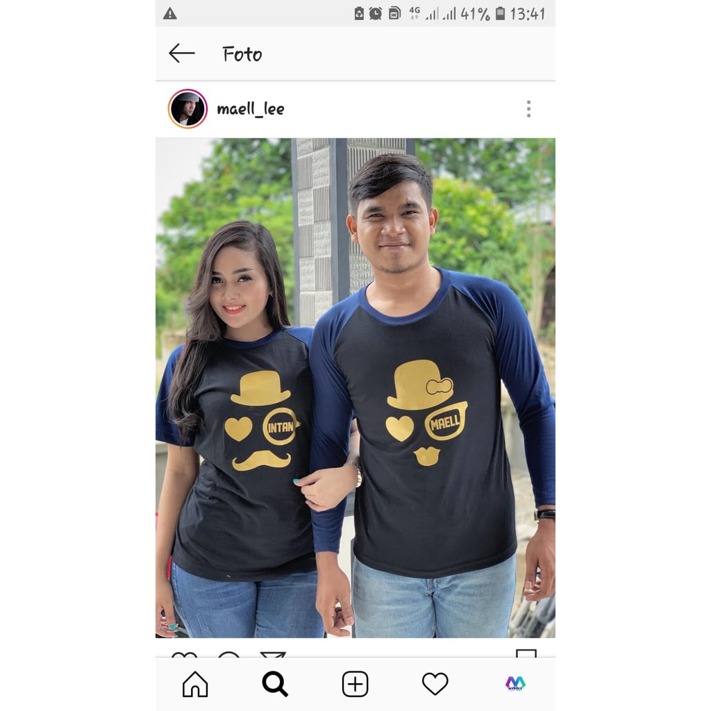 Kaos Raglan Couple Custom Nama Pasangan / keluarga / family