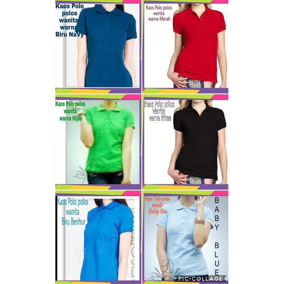 Kaos kerah wanita polos / kaos polo wanita merah hitam biru abu hijau