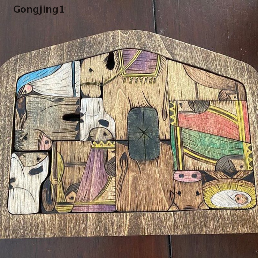 Gongjing1 Mainan Puzzle Kayu Gambar Yesus Untuk Anak