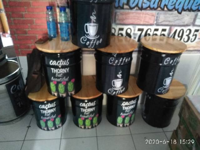 (GRATIS ONGKIR SE-JAWA) Kursi Tong Besi Lukis / Sticker Bebas Custom