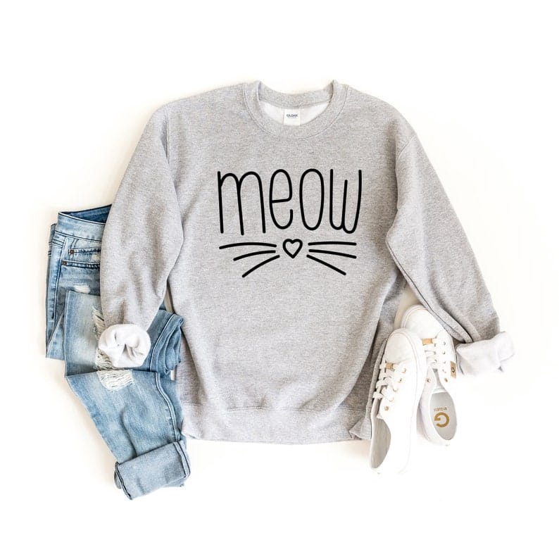 EMEOW WHISKERS Sweater Crewneck || MEOW WHISKERS Basic Sweater Sz M - XL ( Pria &amp; Wanita )