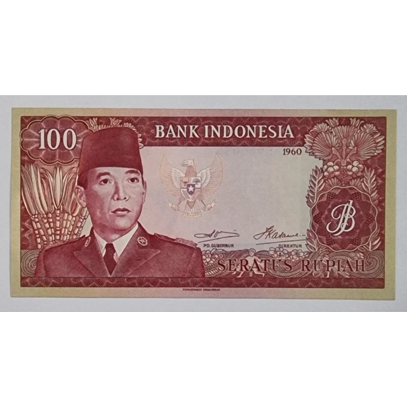 uang kuno 100 Rupiah tahun 1960 Soekarno aUNC