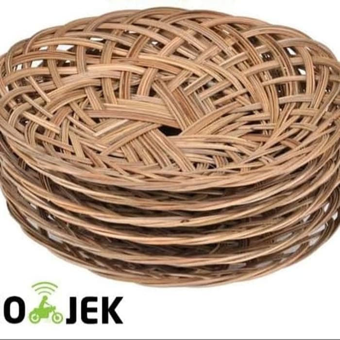 Piring anyaman bambu atau piring lidi rotan 25cm 30cm