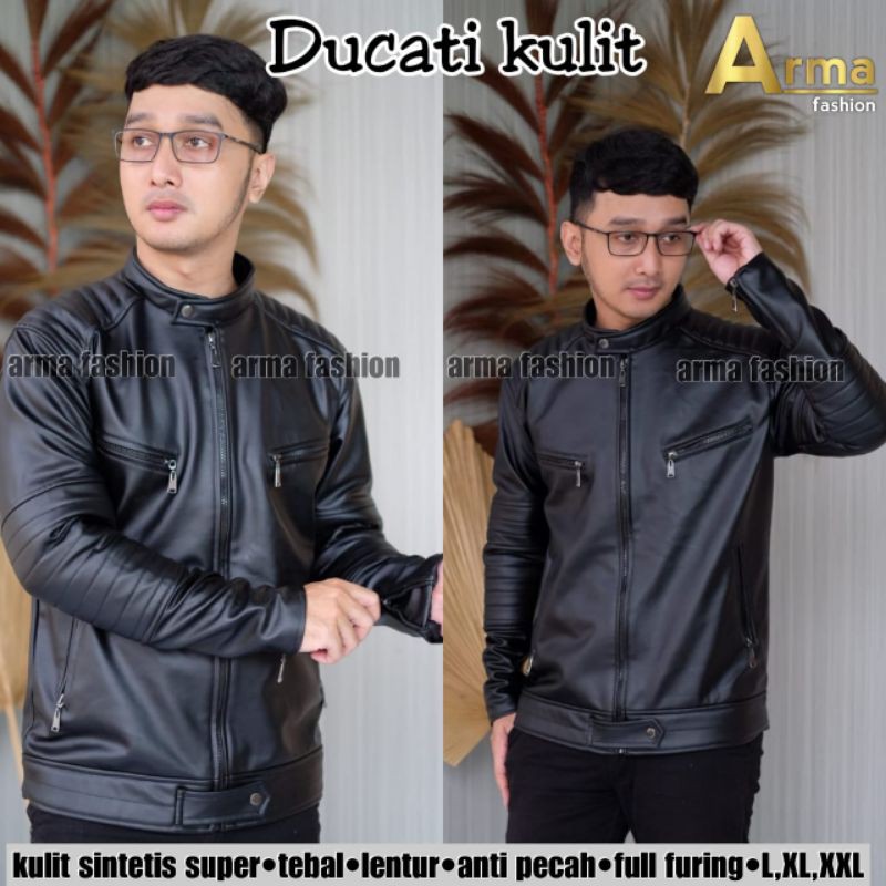 Ducati kulit jaket pria kuliit sintetis super anti pecah tebal lentur best seller