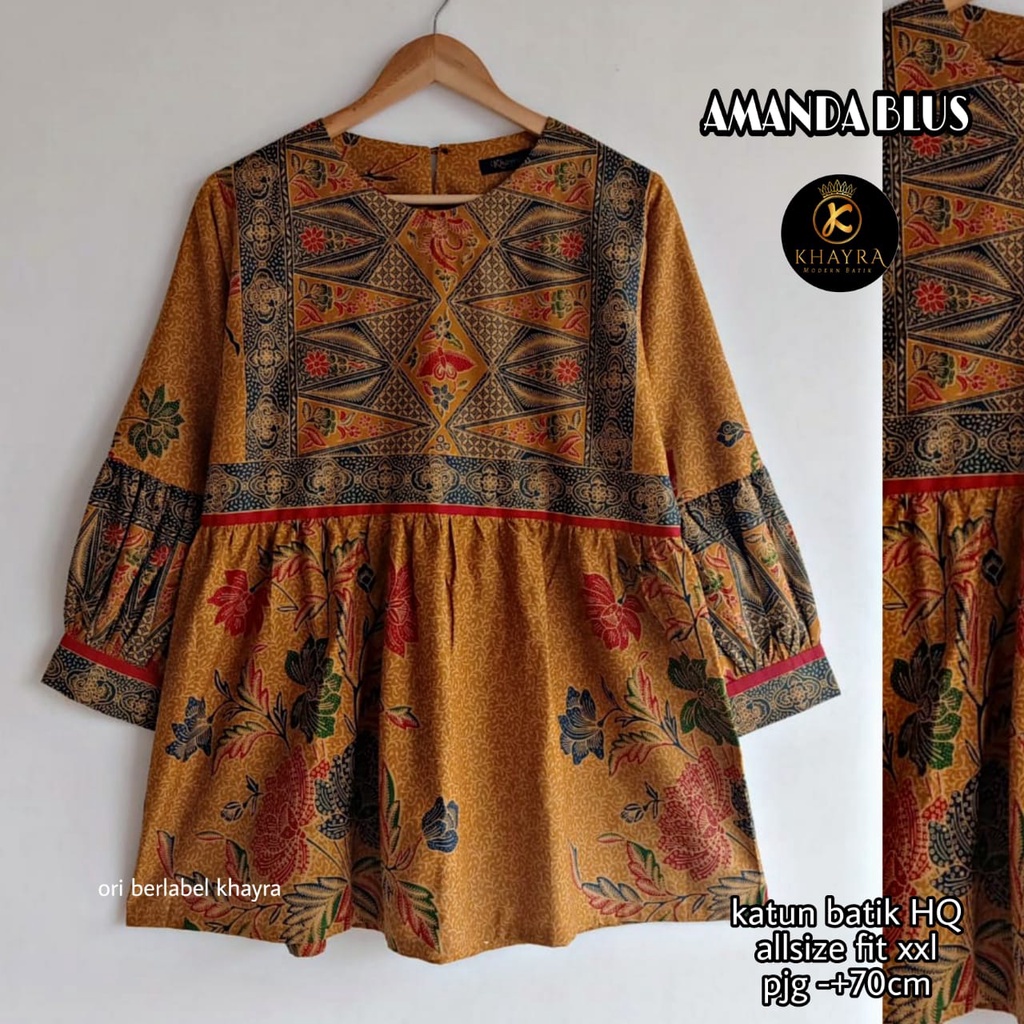 Blus amanda Rossa batik solo atasan kerja  cocok buat ke kantor