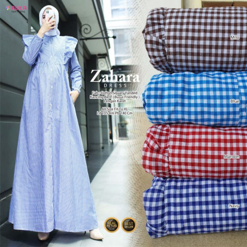 ZAHARA DRESS KATUN SQUARE MOTIF KOTAK BY ALILA
