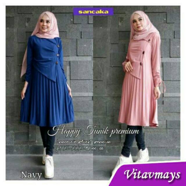 TUNIK PLISKET ATASAN MUSLIM WANITA