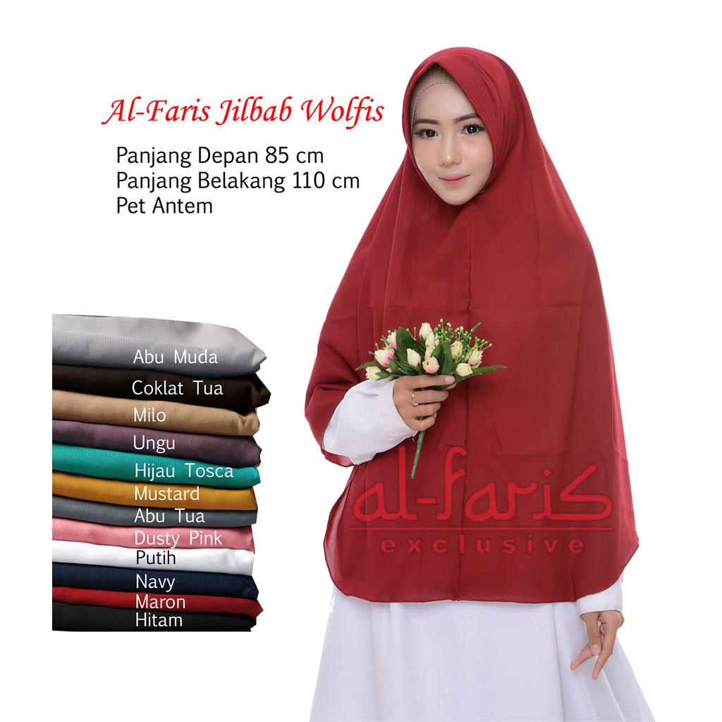 Jilbab wolfis Standar Jumbo syari pet antem khimar pet / khimar wolvis wolpis wollpeach Hijab Instan