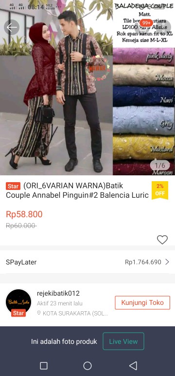 (ori_6varian Warna)batik Couple Annabel Pinguin#2 Balencia Luric Balencia Ori Mawar 2792