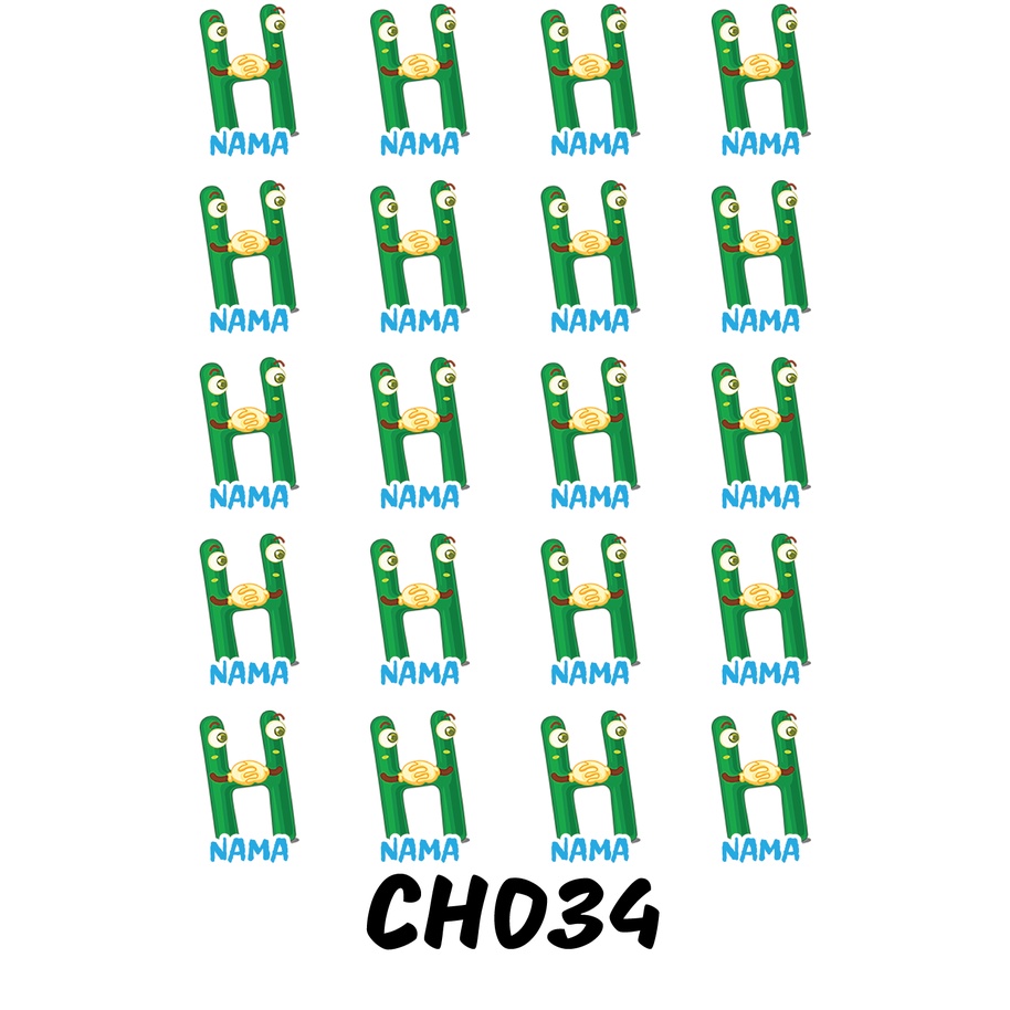 

Sticker Nama Cutting Label Waterproof Tahan Air Huruf 34 (CH034)