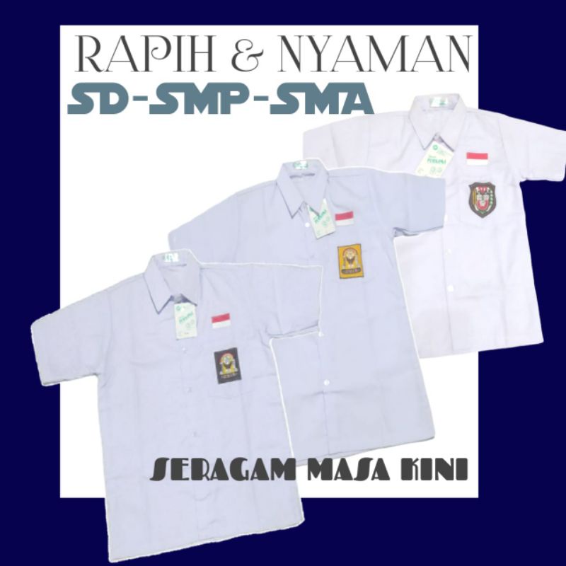 Baju Hem seragam sekolah SD SMP SMA lengan pendek