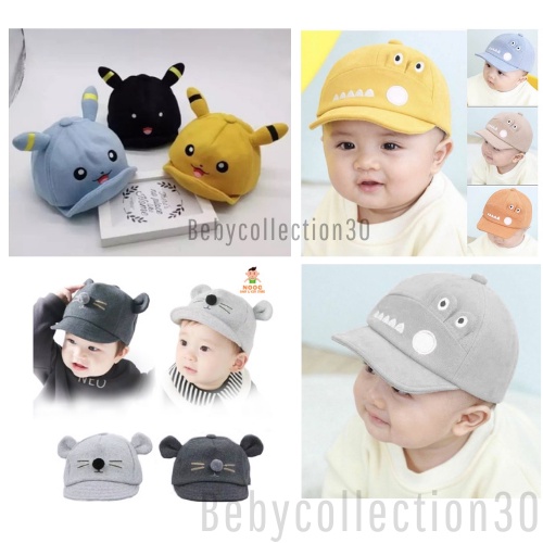 Topi bayi laki laki perempuan Motif Croccodil Aligator Kucing Pikachu lucu murah baru lahir newborn 