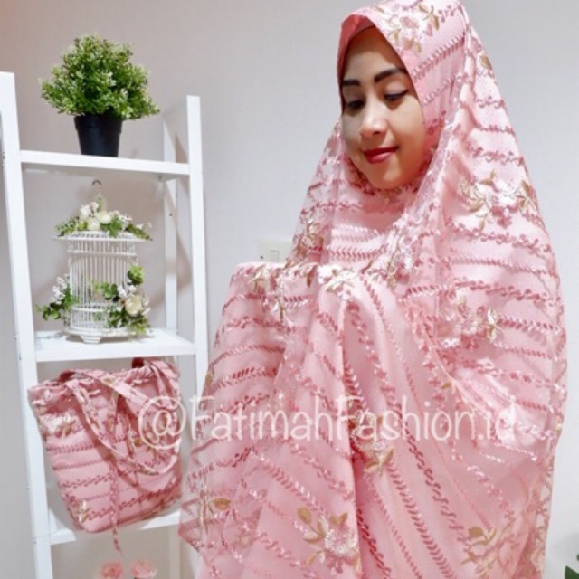 Mukena Al Gani motif Salur Glitter super mewah / mukena seserahan / mukena elegan