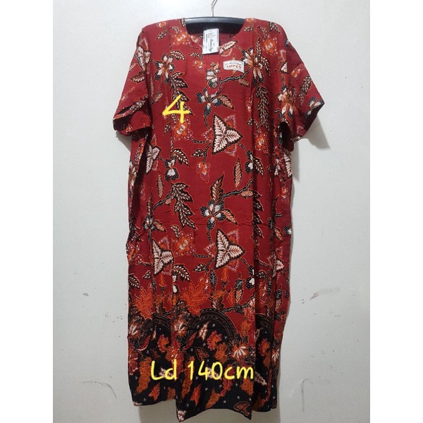 YULI - Daster kencana ungu  L5 JUMBO LD 135-150 CM PB 107 CM BATIK KU LEBEL PUTIH(KUP)-no 4