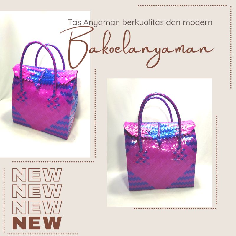 Tas Anyaman Motif Bahan Kaca/Keranjang Anyaman/Tas Serbaguna