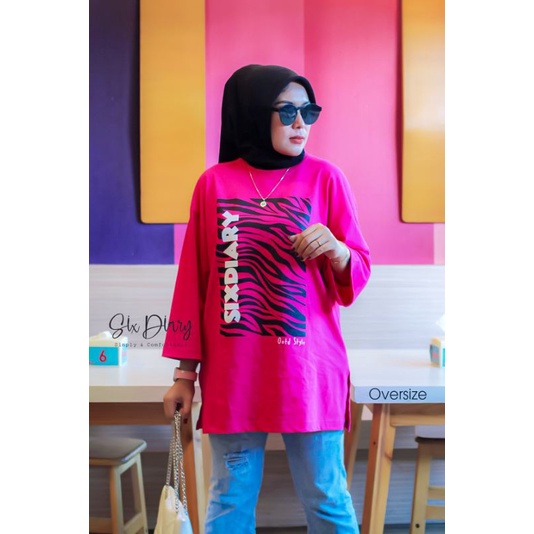 Oversize Kaos Wanita Atasan Tangan Panjang Six Diary