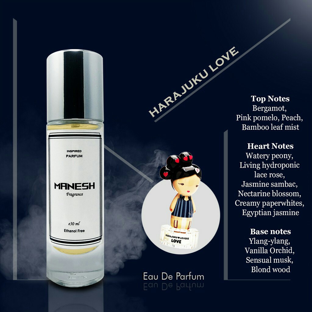 Harajuku Love inpsired Parfum ,parfum non alkohol ,parfum wanita ,Manesh Parfum