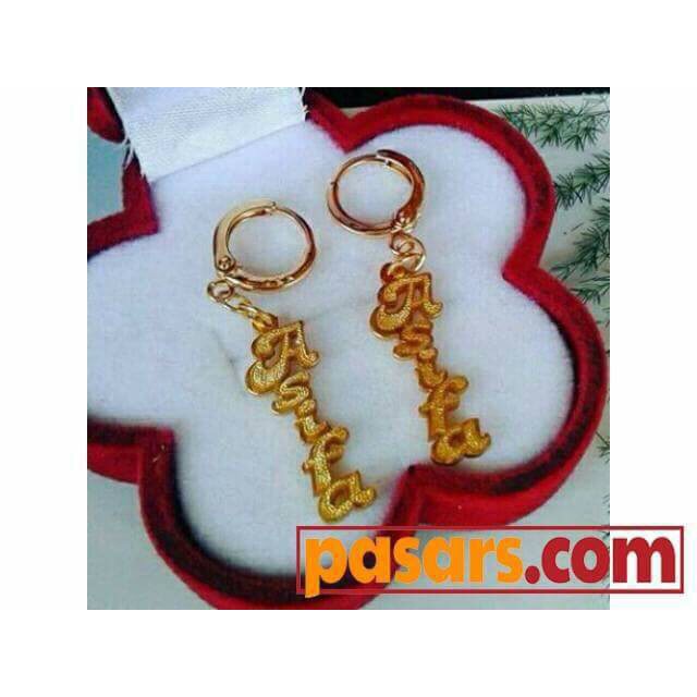 Anting Nama Gold + Grafir Uk.Standar