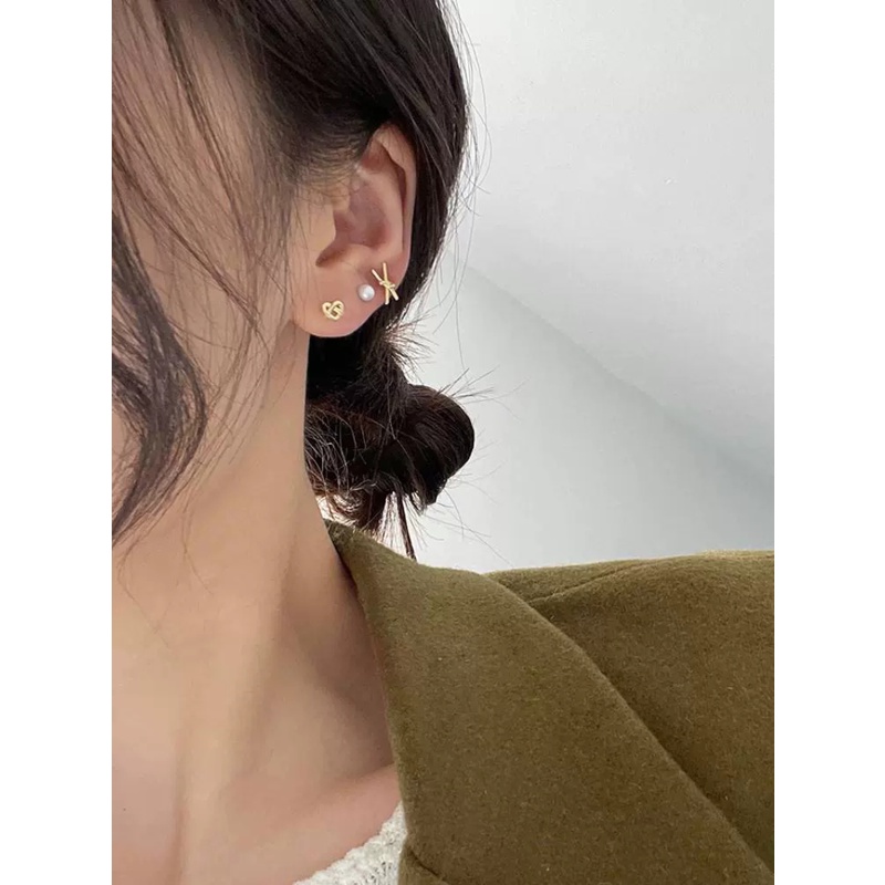 Roselife 1 Pasang Anting Tusuk Sterling Silver 925 Desain Hati Kecil Simple Anti Alergi Untuk Wanita