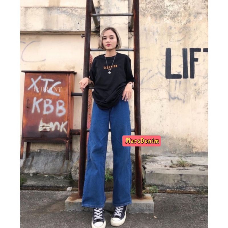 CELANA HIGHWAIST JEANS KULOT WANITA CEWEK