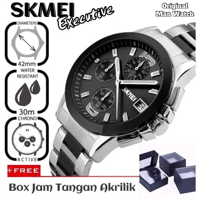 JAM TANGAN PRIA ANALOG ORIGINAL SKMEI 9126 BONUS KOTAK JAM MIKA