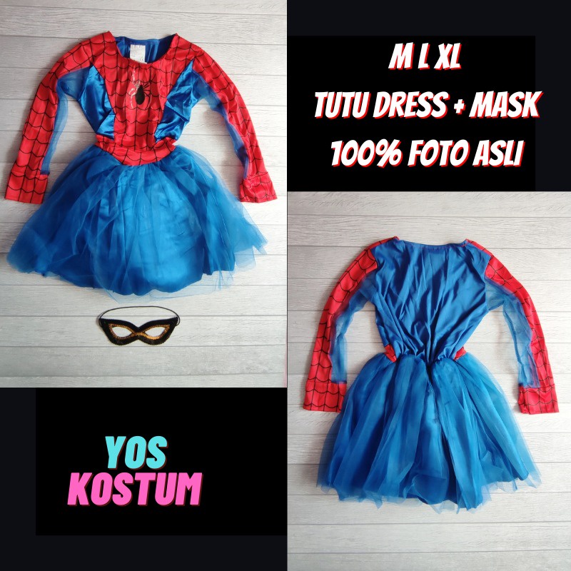 Kostum Anak Spidergirl Baju Cosplay Karakter Dress Tutu Perempuan Superhero Spider Ulang Tahun