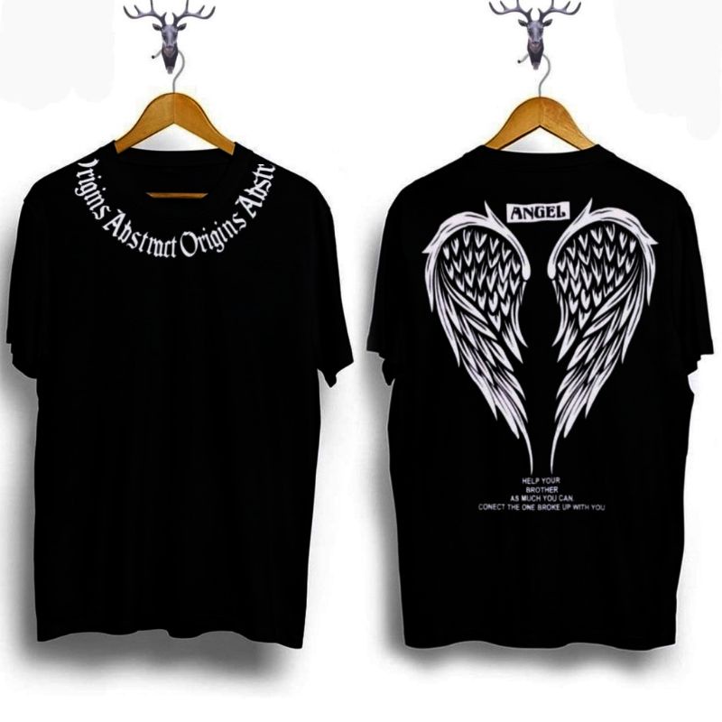 Kaos ANGEL  Sayap abu abu - Baju Kaos Distro Premium Bandung Kaos Bergambar Keren Atasan Unisex T-shirt Kece Lengan Pendek