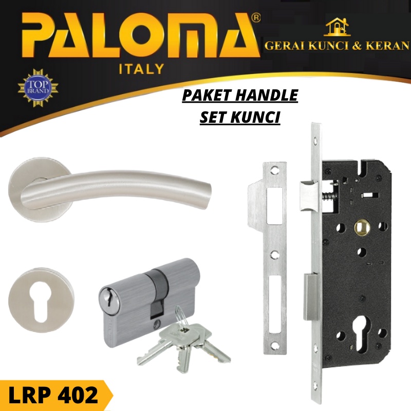 HANDLE KUNCI PINTU SET PALOMA LRP 402 LOCKSET ROSES 19MM STAINLESS GAGANG PINTU RUMAH