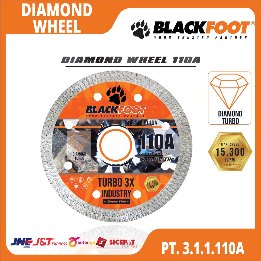 BLACKFOOT - Mata Gerinda Potong Granite / Keramik Diamond Wheel Blackfoot 110 A Turbo 3x Terlaris 15