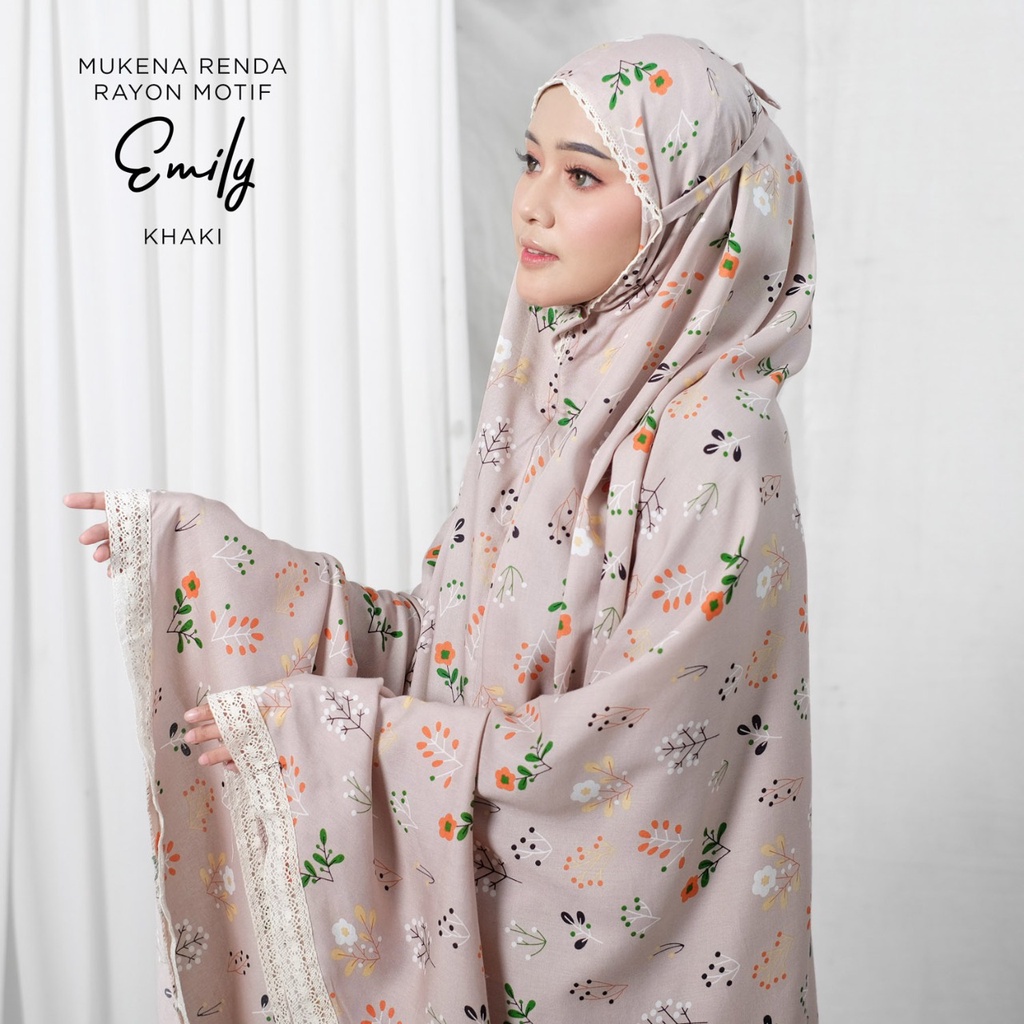 PUSAT MUKENA TASIK - MUKENA DEWASA RENDA RAYON MOTIF EMILY