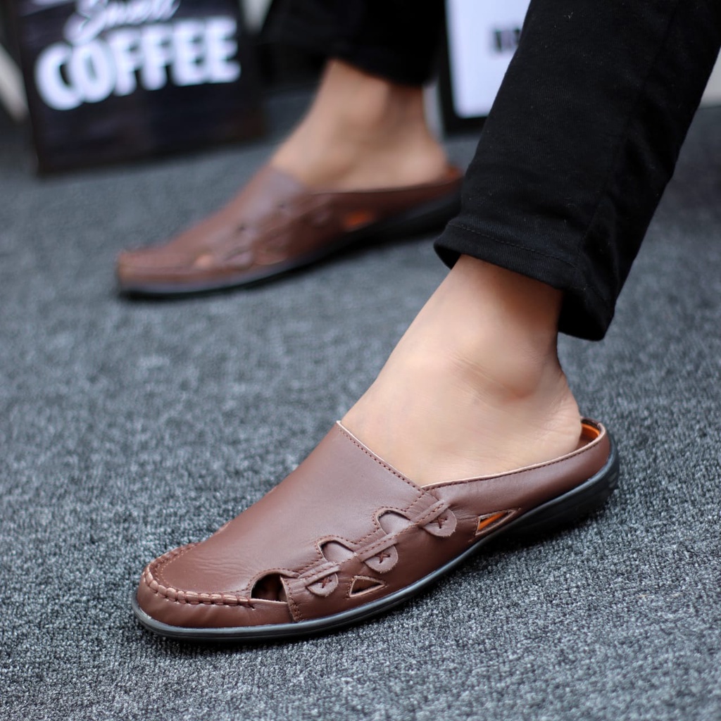 Abra - Sendal Sepatu Kulit Asli Bustong Pria