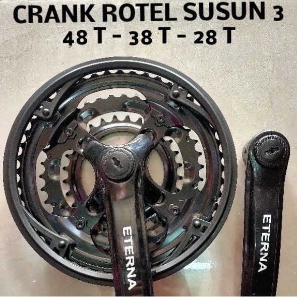 Crank Sepeda MTB 3 susun 28, 38, 48 ETERNA/ Turanza