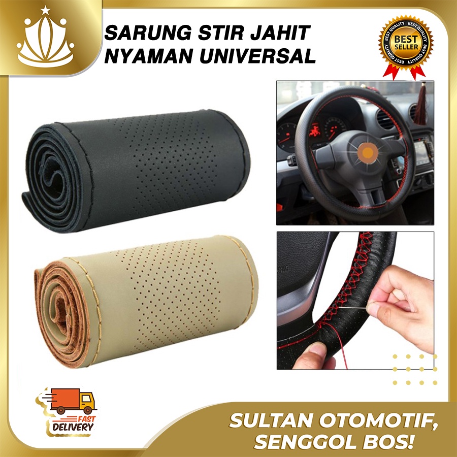 Sarung Stir Mobil Jahit  Cover  Kulit UNIVERSAL