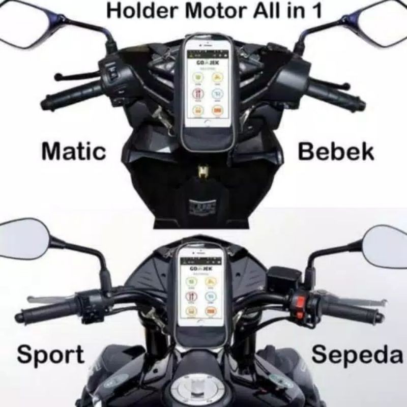 TAS STAND HOLDER WATERPROOF TEMPAT HP MOTOR DAN SEPEDA GOJEK GRAB OJEK