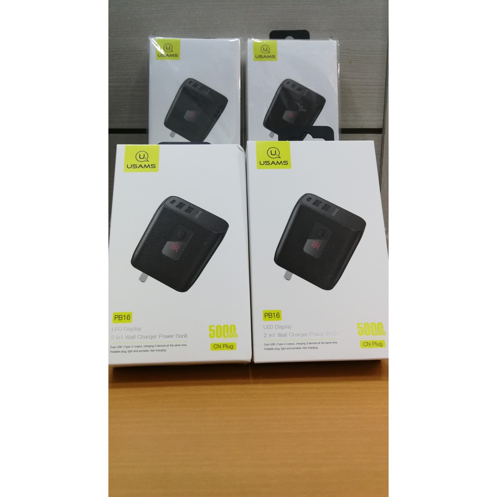 USAMS Wall Charger PowerBank 5000Mah With LED Display ( PB16 )