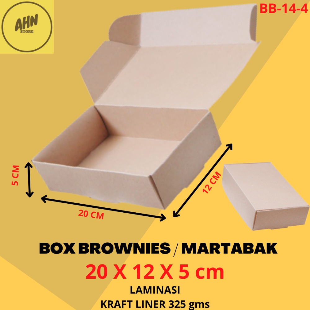 

KARDUS BOX BROWNIES KUE / DUS KOTAK BOX BROWNIS BOLU MARTABAK ROTI UKURAN 20x12x5 CM LAMINASI
