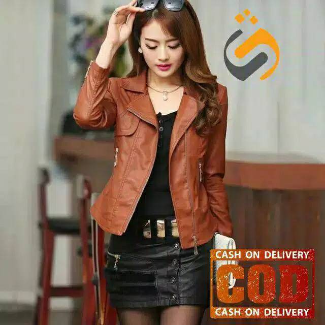 PREMIUM Jaket Kulit Wanita Elegant Black ARL 033 Silverstone RFLA Ariel Noah