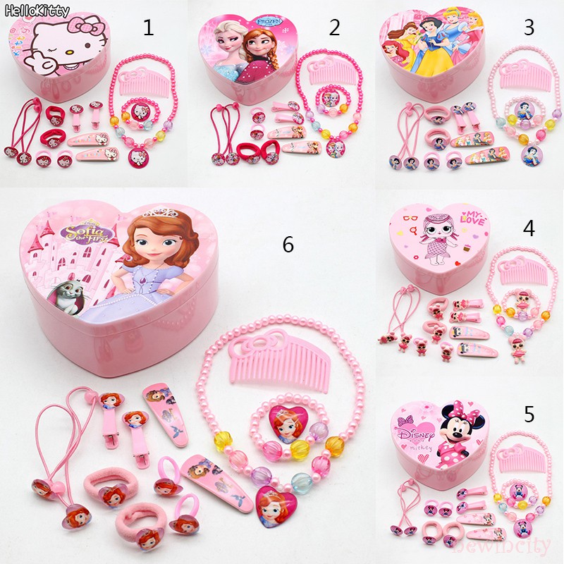 13 Pcs Cute Princess Cartoon Jewelry Kids Korean Girls Kids Hair