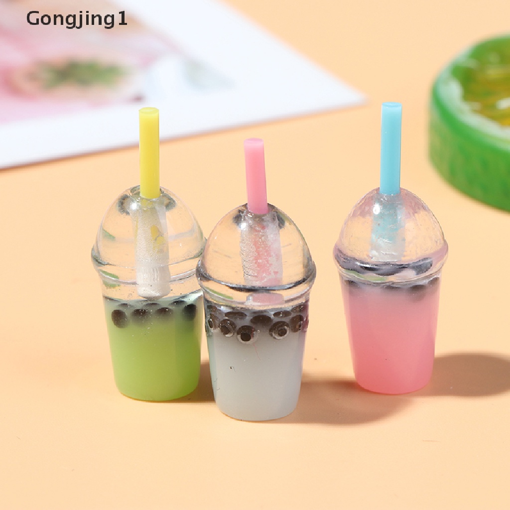 Gongjing1 5Pcs Miniatur Gelas Pearl Milk Tea Aksesoris Dapur Rumah Boneka 1: 12