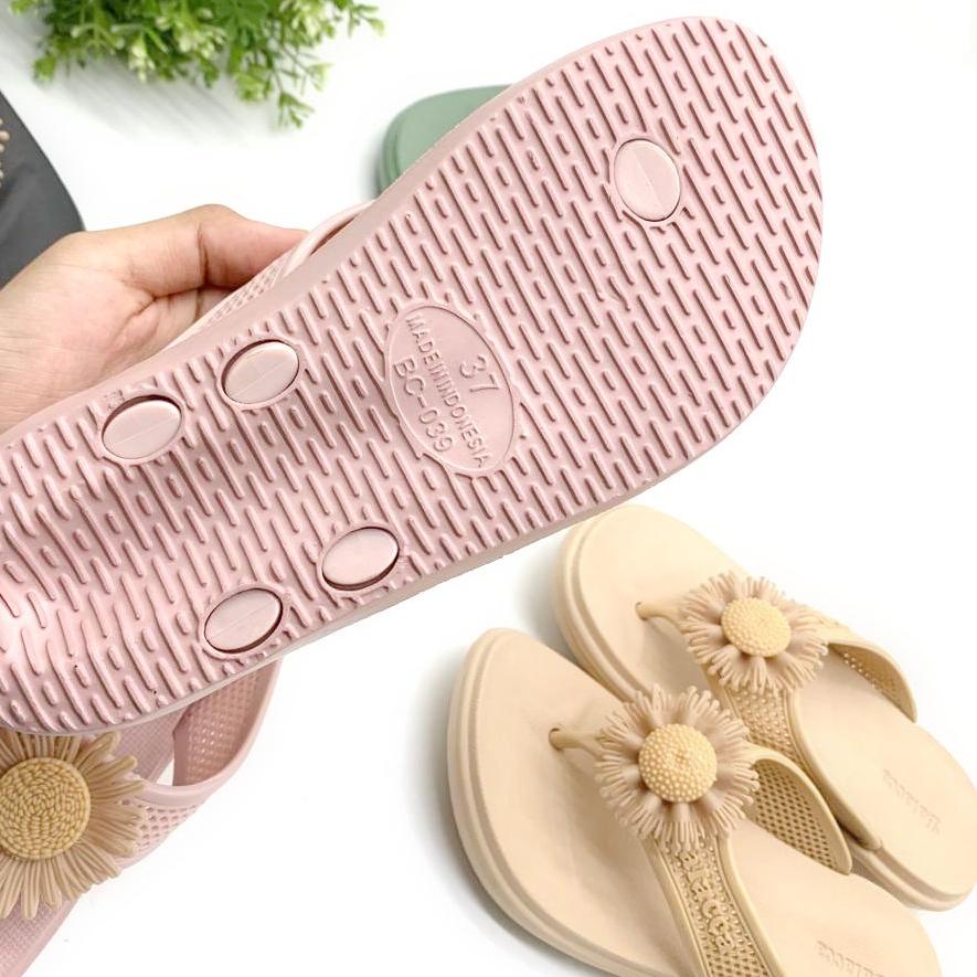SANDAL Wanita Sandal Jepit Untuk Anak-Remaja Bahan Karet Motif Bunga Terbaru