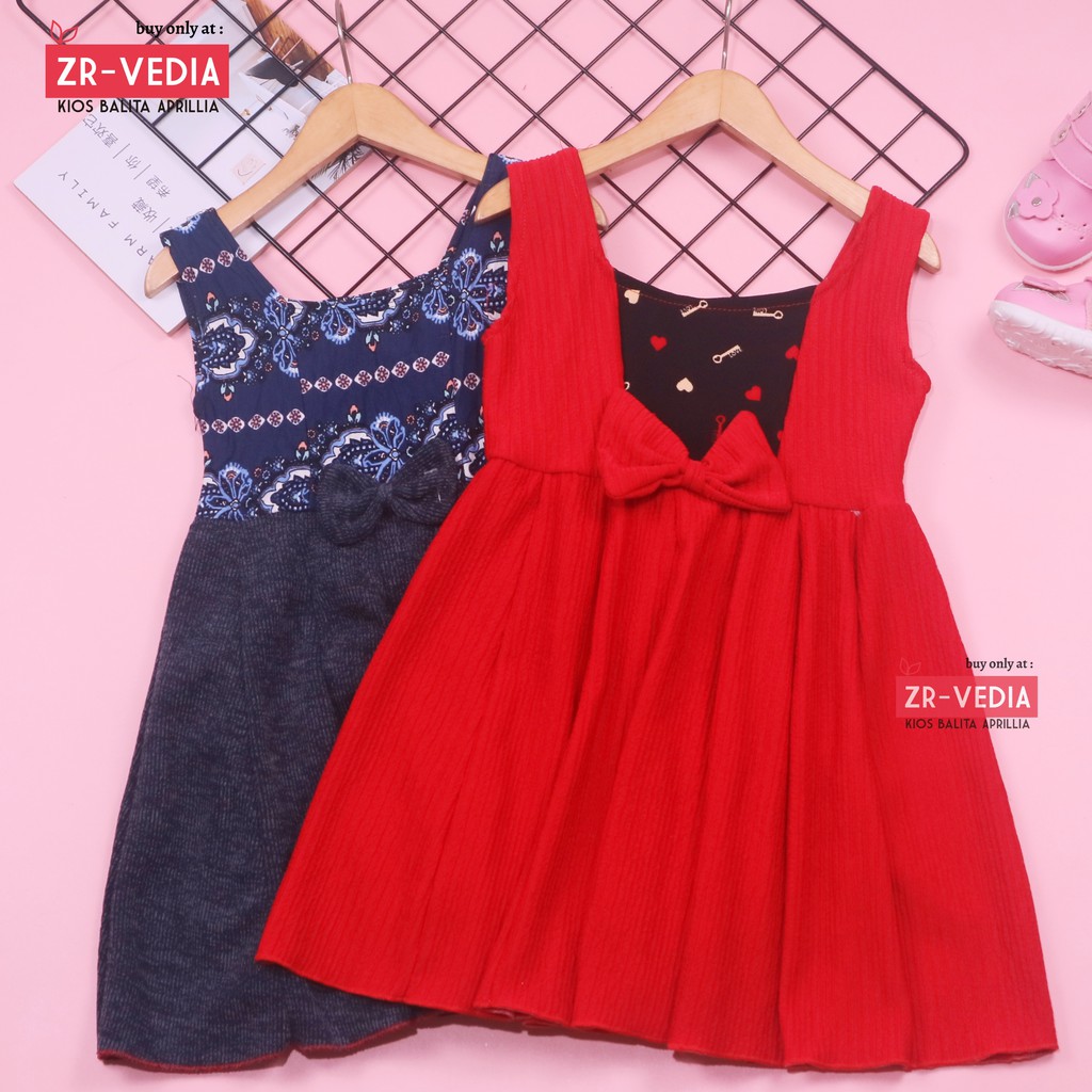 Dress Riani uk 3-4 Tahun / Dres Baju Tanktop Pakaian Plisket Gaun Import Yukensi Anak Perempuan