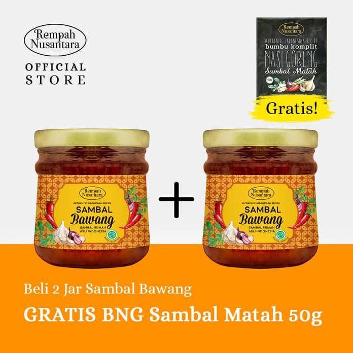 

(FREE BUMBU NASI GORENG SAMBAL MATAH 50G) 2 X SAMBAL BAWANG 120G JAR