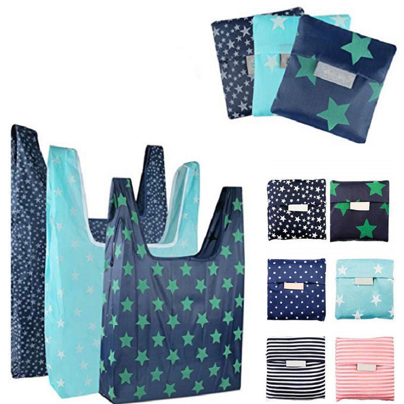 DC - Tas Belanja Lipat Ramah Lingkungan Nylon foldable reusable shopping bag / TOTE BAG / Tas Lipat.