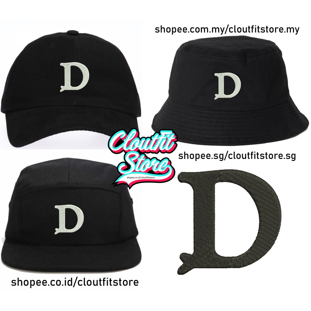 Topi Bordir Inisial Nama D Dallas Delta Denver Snapback 5 Panel Baseball Cap Bucket Hat Five Panels
