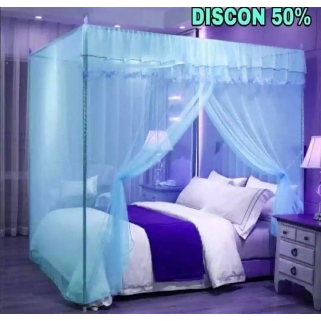 KELAMBU TEMPAT TIDUR DEWASA POLOS KOTAK GANTUNG ANTI NYAMUK Ukuran 180x200 cm