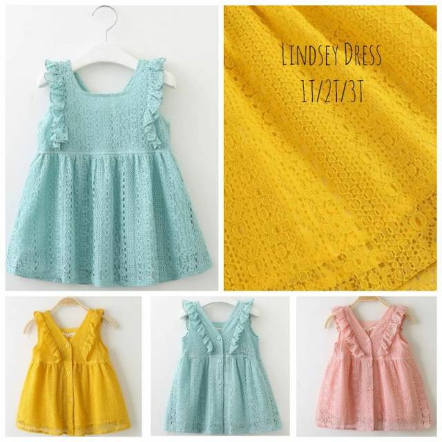 Dress bayi import/ dress pesta anak import/ lindsey dress/ dress broklat bayi