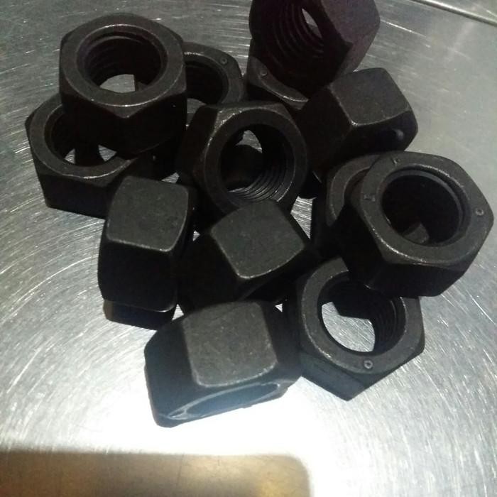 Stock Terlaris  Mur baja m16 mur baja hitam high tensile nut 16mm Tools Baut